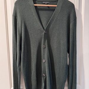 Banana Republic Men's Olive Green Waffle Knit Button Cardigan